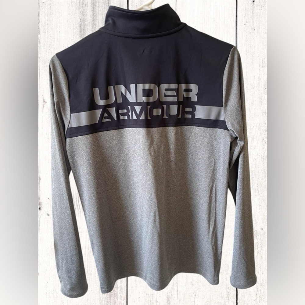 Under Armour Long Sleeve Lightweight Shirt! Youth Lg Gray Heatgear Loose Fit Zip